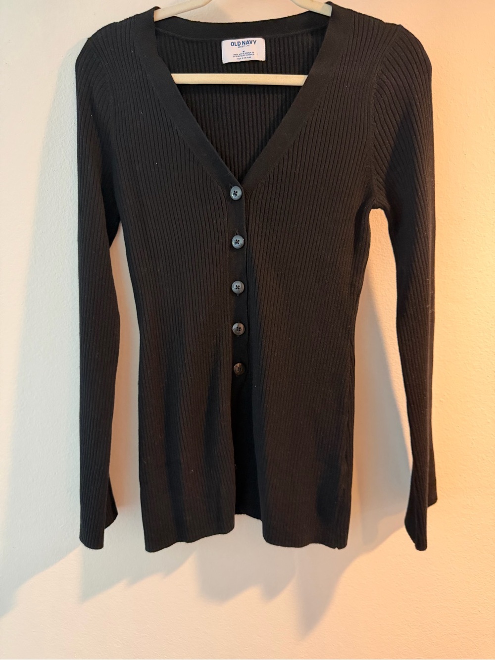 Old Navy Black Ribbed Button-Front Sweater